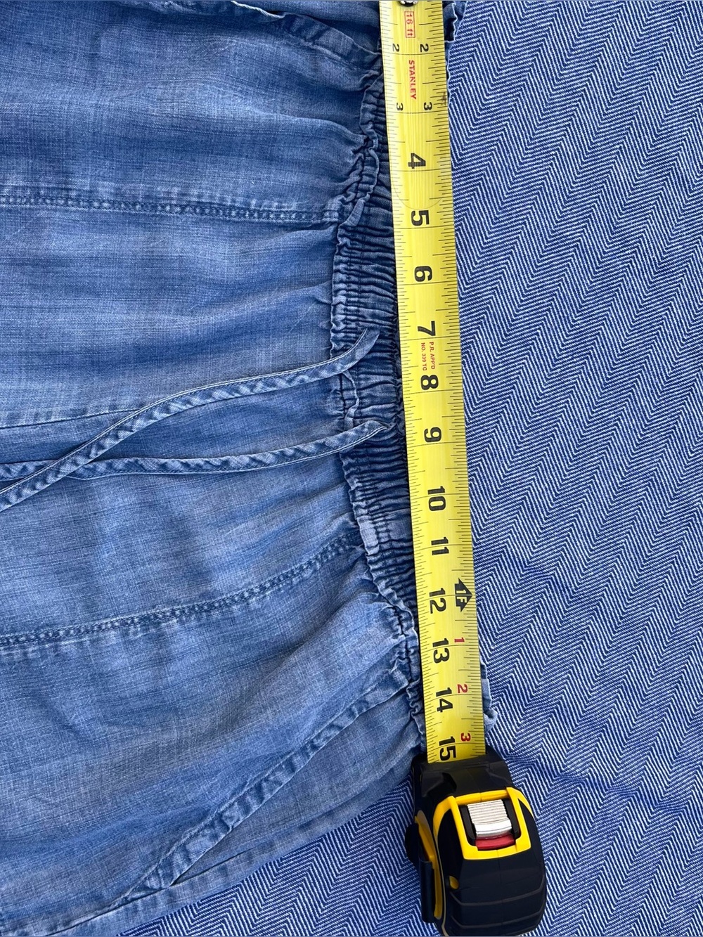 Splendid Chambray Denim Straight Leg Pants Elastic Drawstring Waist, Size Medium - Picture 3 of 6